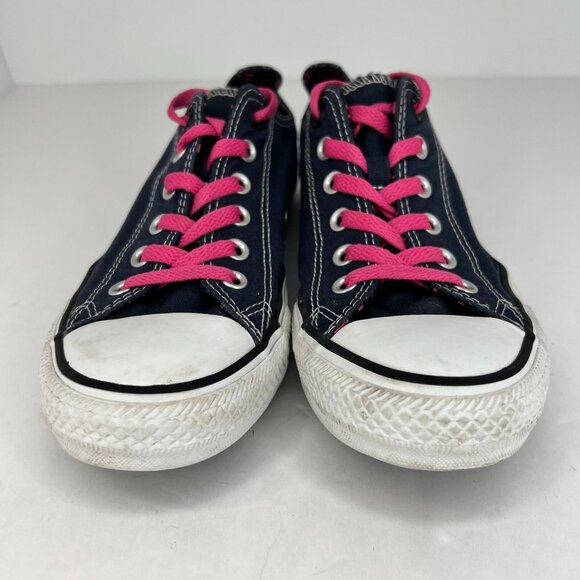 Converse Unisex 136568F Navy Blue Pink Hearts Double Tongue Size 7M 9W Sneakers - Picture 3 of 10